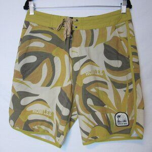 Howler Brothers Board Shorts Men's 32 Swim Trunks Yellow Orange Tropical